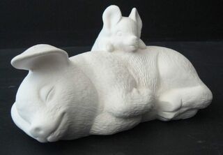 Pig Lying And Piglet On Top
